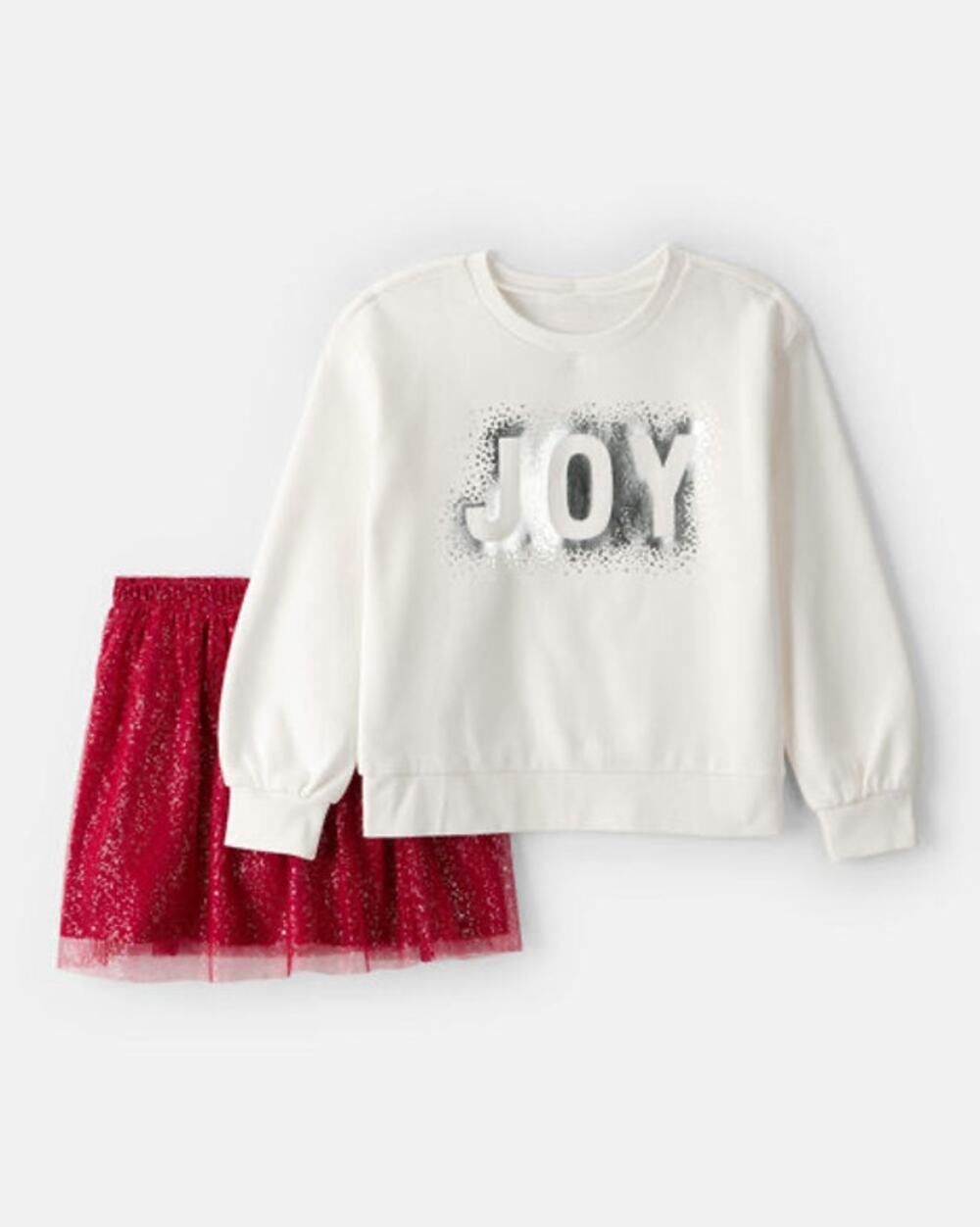 NEW! Size 8 Carter's Girls Holiday Christmas 2PC Joy Long-Sleeve Top & Skirt Set